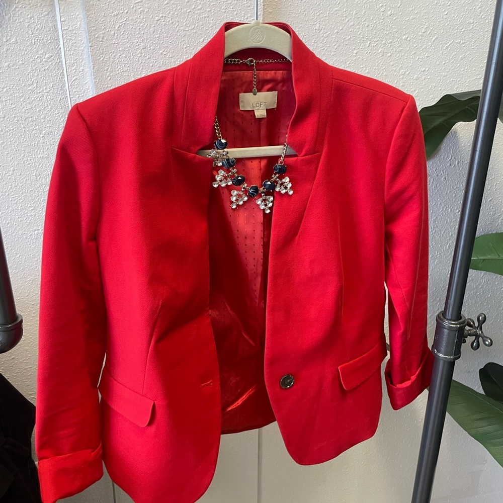 Red suit jacket